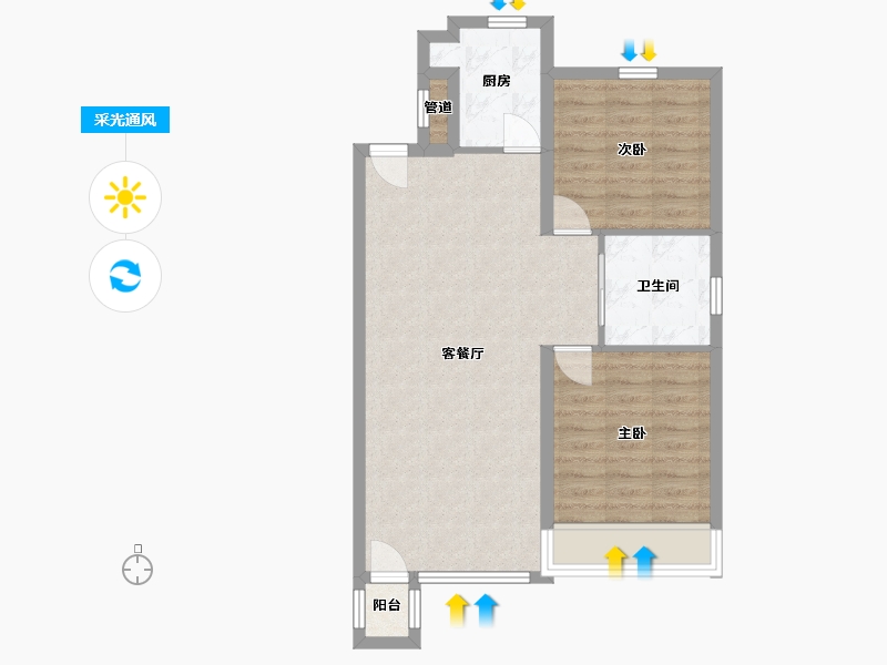 辽宁省-抚顺市-绿地麓峯公馆-68.08-户型库-采光通风