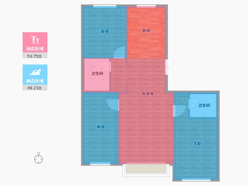 黑龙江省-佳木斯市-宜福·九郡-90.99-户型库-动静分区