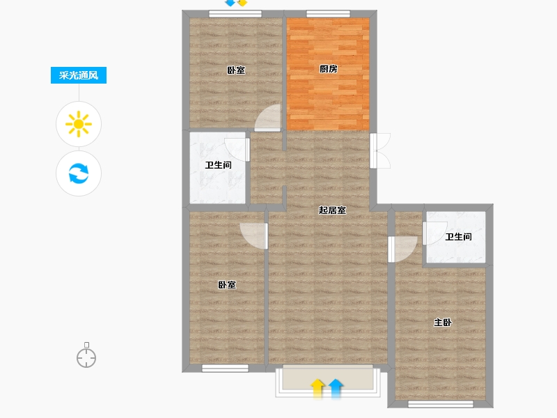 黑龙江省-佳木斯市-宜福·九郡-90.99-户型库-采光通风