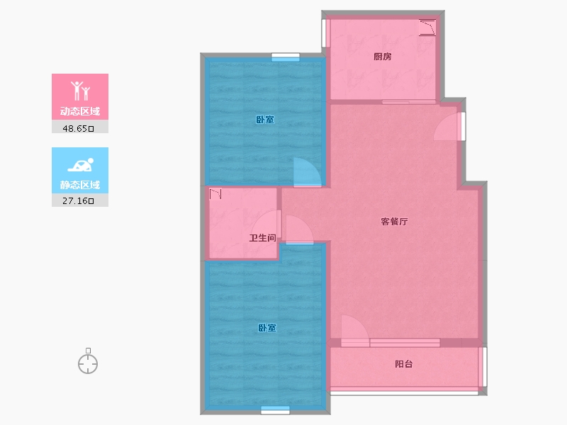 辽宁省-锦州市-东一锦绣蓝湾-67.67-户型库-动静分区