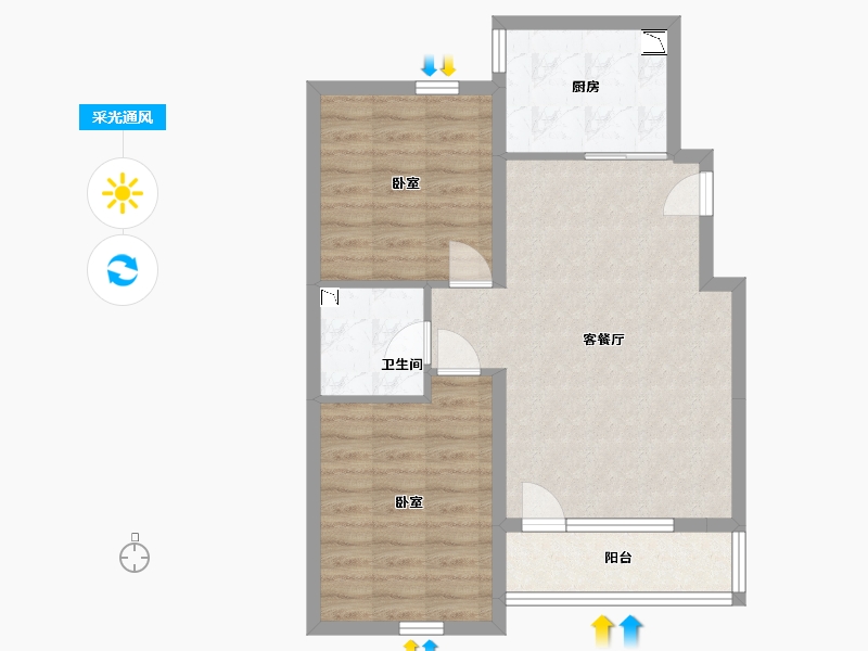 辽宁省-锦州市-东一锦绣蓝湾-67.67-户型库-采光通风