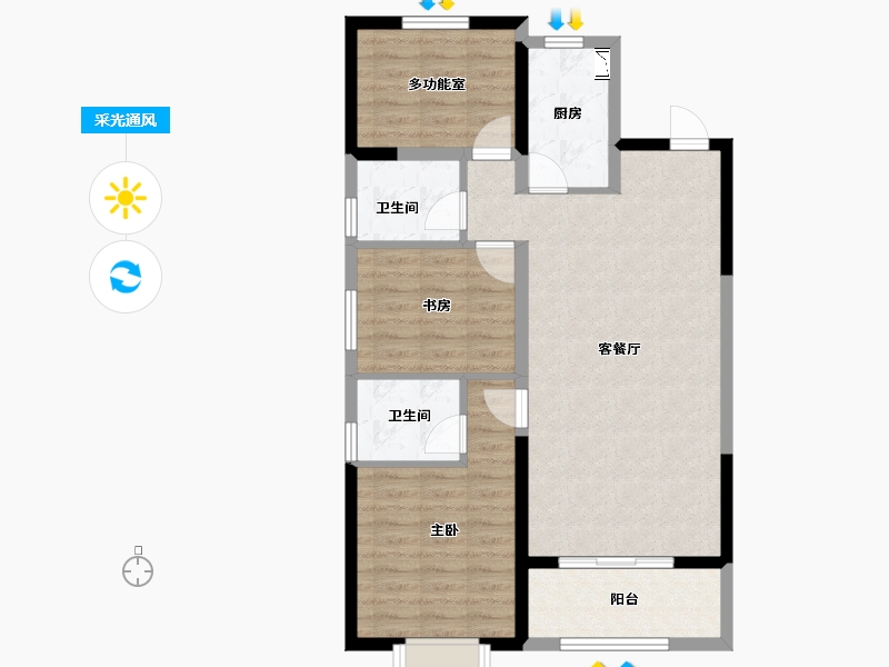 辽宁省-葫芦岛市-坤泰·云著-81.87-户型库-采光通风