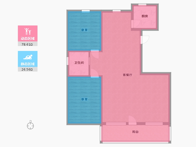 辽宁省-丹东市-全德·仕林华府-94.62-户型库-动静分区