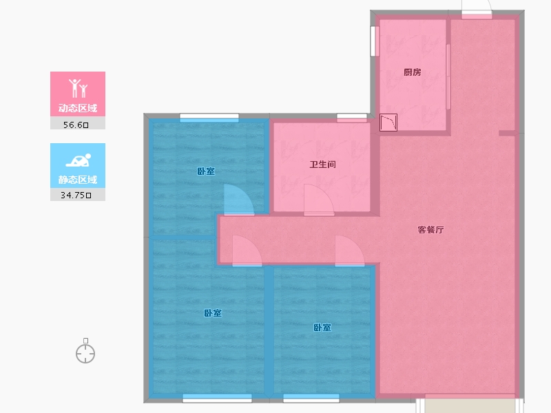 辽宁省-大连市-金地湾和府-82.00-户型库-动静分区