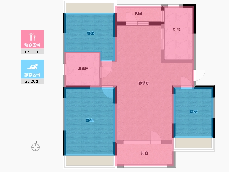 辽宁省-辽阳市-保利大河源著-91.47-户型库-动静分区