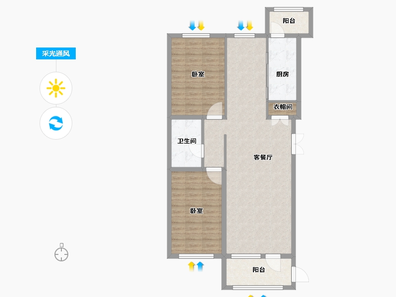 黑龙江省-佳木斯市-万公馆-93.32-户型库-采光通风