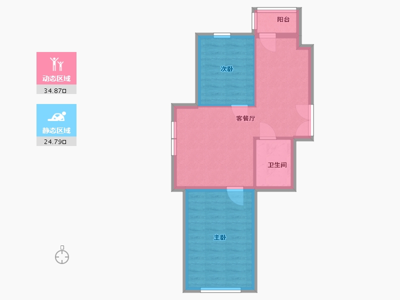 辽宁省-抚顺市-滨江景苑-53.57-户型库-动静分区