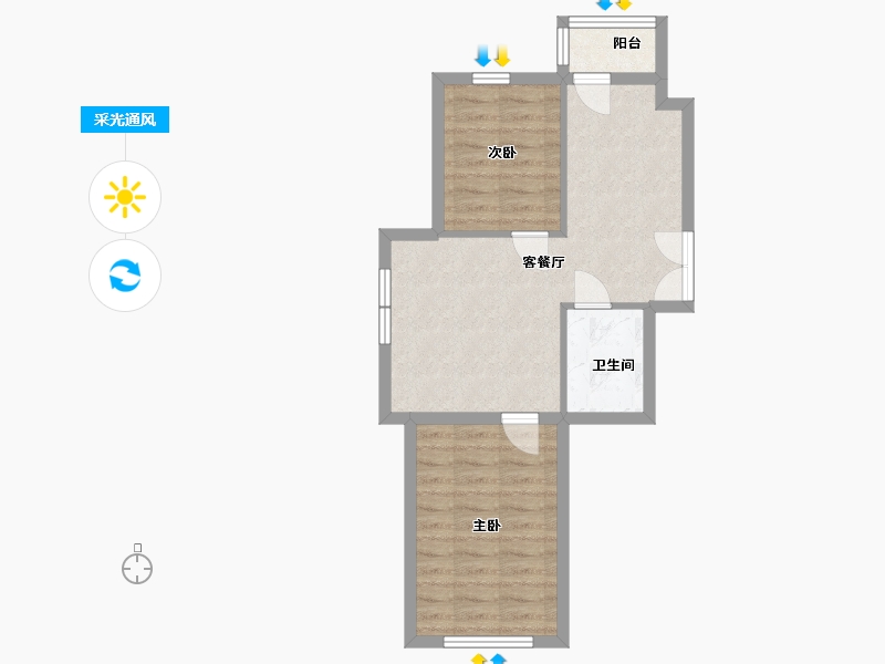 辽宁省-抚顺市-滨江景苑-53.57-户型库-采光通风