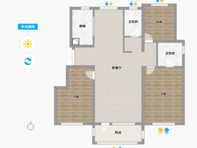 黑龙江省-哈尔滨市-华润置地·静安府-114.09-户型库-采光通风