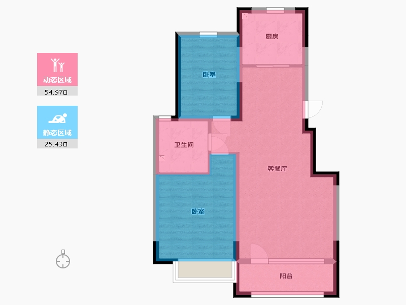 辽宁省-丹东市-凯旋公馆-71.61-户型库-动静分区