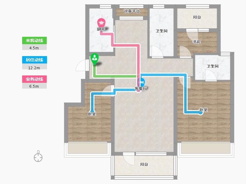 辽宁省-大连市-华润置地公元九里-88.28-户型库-动静线