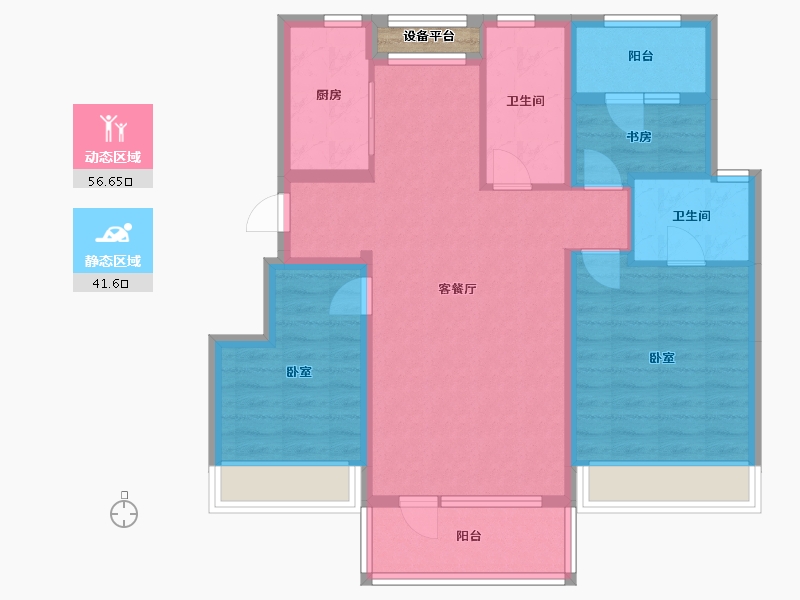 辽宁省-大连市-华润置地公元九里-88.28-户型库-动静分区