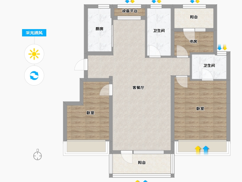 辽宁省-大连市-华润置地公元九里-88.28-户型库-采光通风