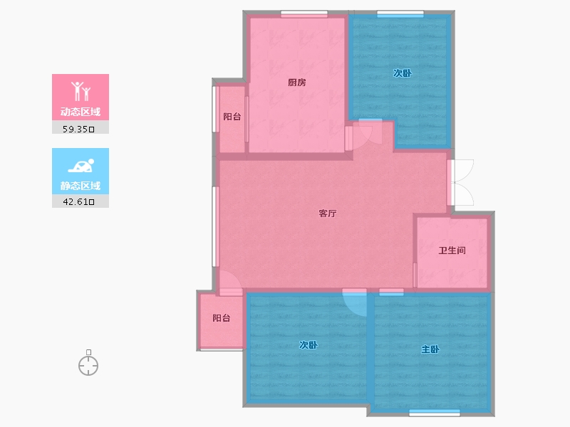 吉林省-延边朝鲜族自治州-嘉和依湖居-91.67-户型库-动静分区