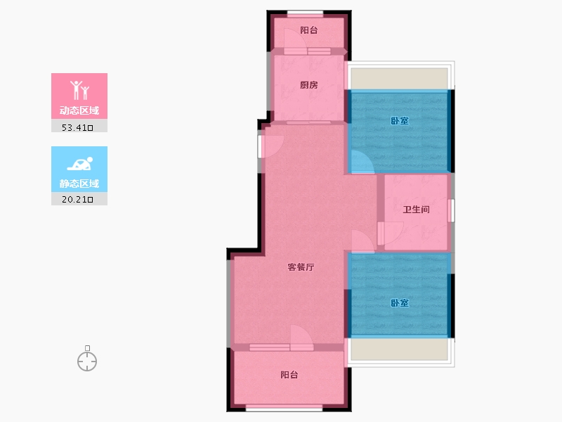 辽宁省-辽阳市-保利大河源著-65.29-户型库-动静分区