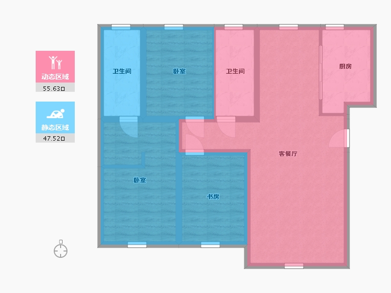 辽宁省-丹东市-东港西湖别院-91.87-户型库-动静分区