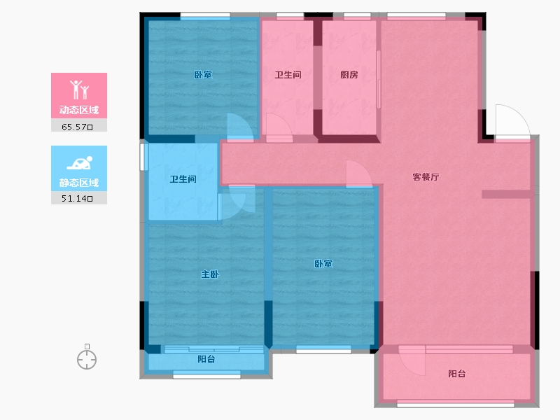 辽宁省-营口市-普罗旺斯-104.36-户型库-动静分区