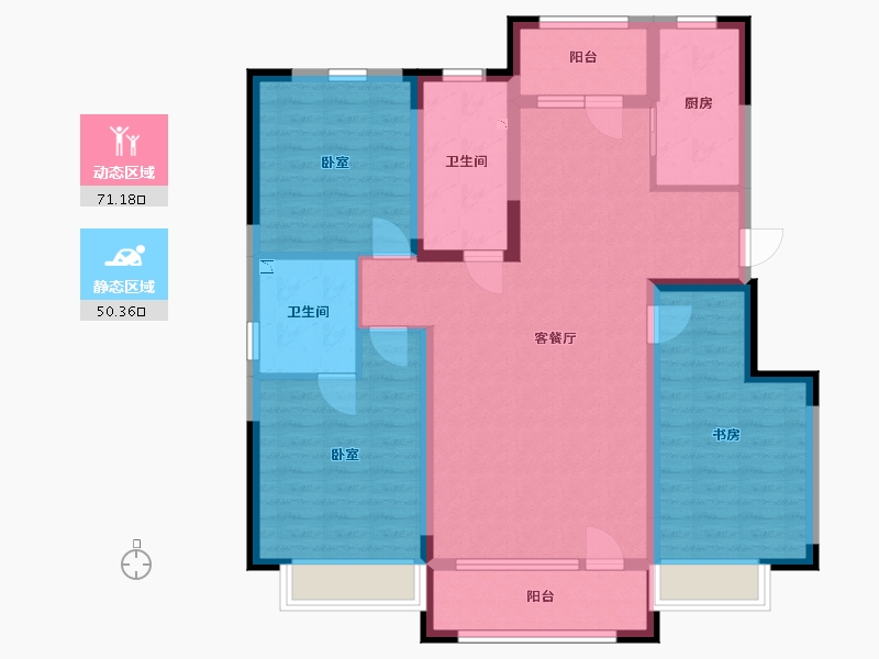 辽宁省-丹东市-凯旋公馆-108.26-户型库-动静分区