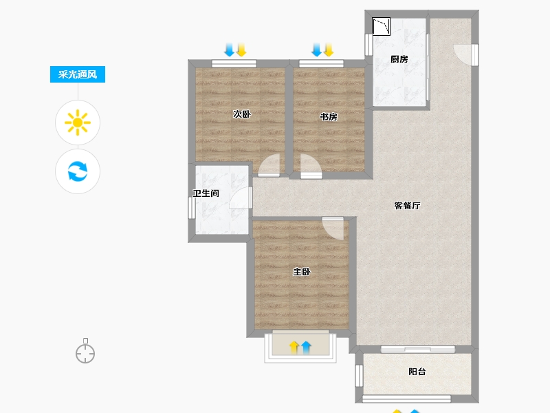 黑龙江省-哈尔滨市-新松·未来ONE-82.00-户型库-采光通风