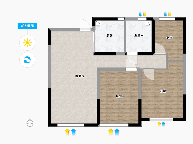 辽宁省-大连市-天下粮仓·璞樾里-82.00-户型库-采光通风