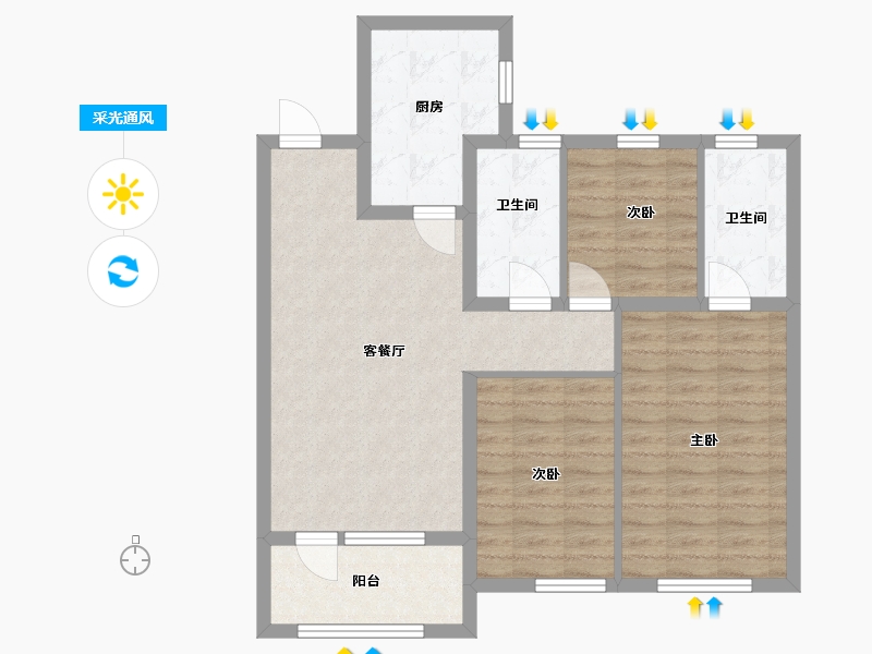 辽宁省-沈阳市-新湖仙林金谷-82.47-户型库-采光通风