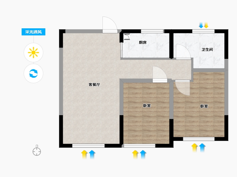 辽宁省-大连市-天下粮仓·璞樾里-76.01-户型库-采光通风