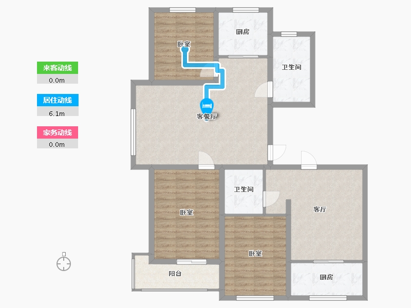 内蒙古自治区-乌兰察布市-中朵馨园-113.11-户型库-动静线