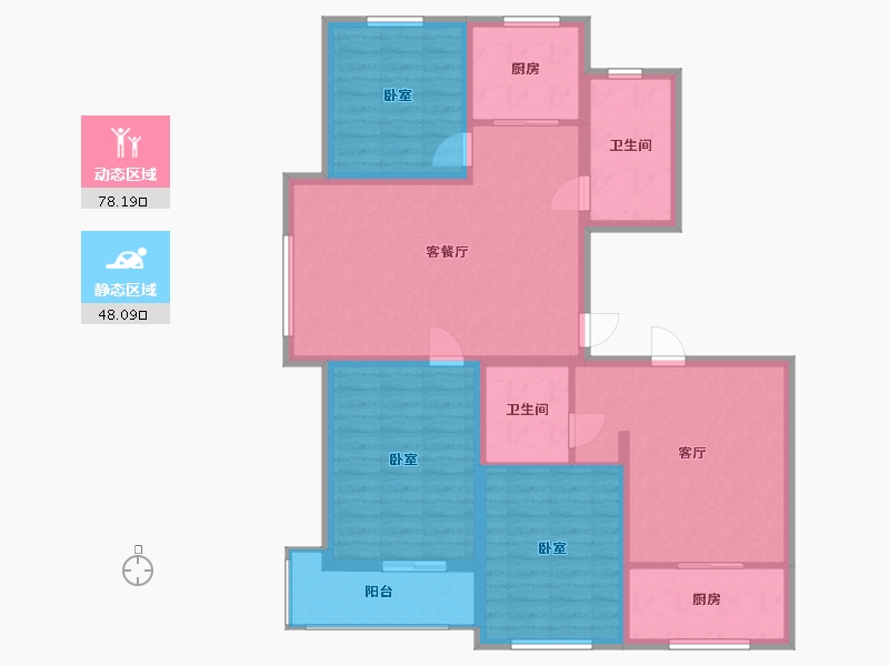 内蒙古自治区-乌兰察布市-中朵馨园-113.11-户型库-动静分区