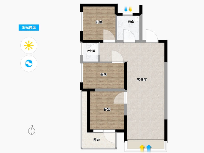 辽宁省-大连市-和山步云谷-77.00-户型库-采光通风