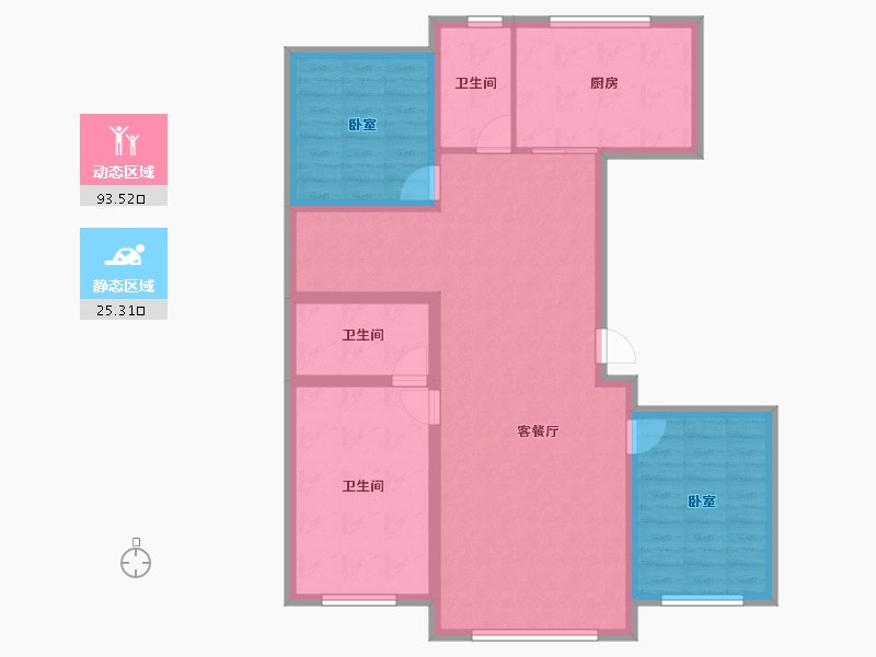 吉林省-四平市-星源城湖语墅-107.20-户型库-动静分区