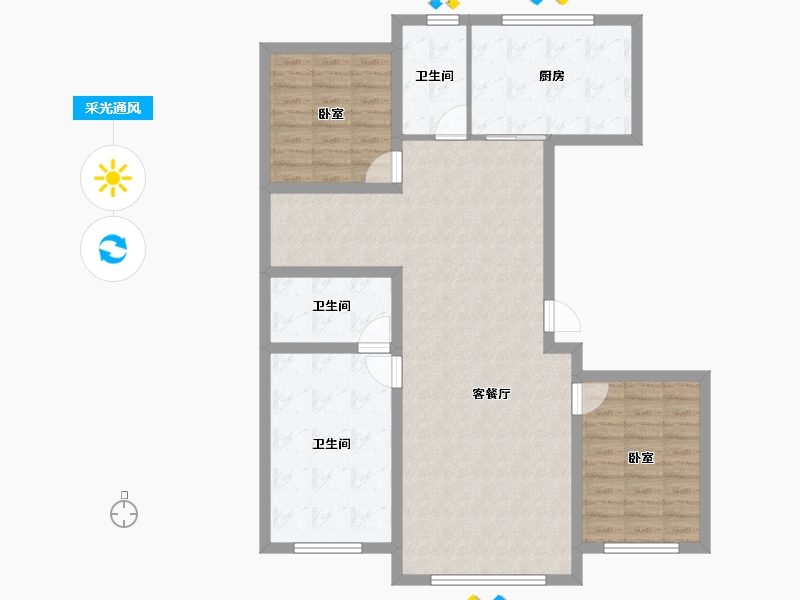 吉林省-四平市-星源城湖语墅-107.20-户型库-采光通风