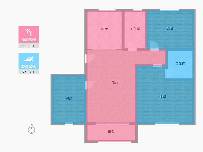 吉林省-延边朝鲜族自治州-丽景雅园-104.55-户型库-动静分区