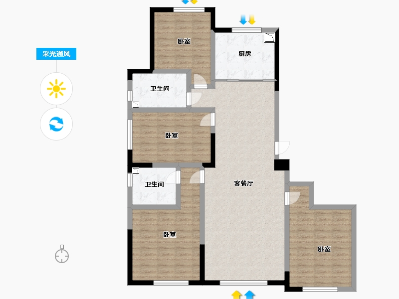 辽宁省-大连市-天下粮仓·璞樾里-122.00-户型库-采光通风