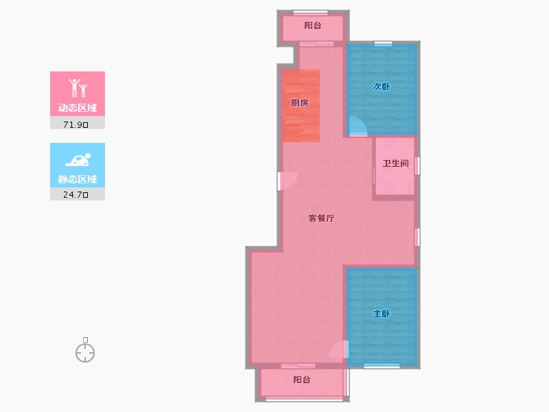 吉林省-延边朝鲜族自治州-金域蓝景-86.85-户型库-动静分区