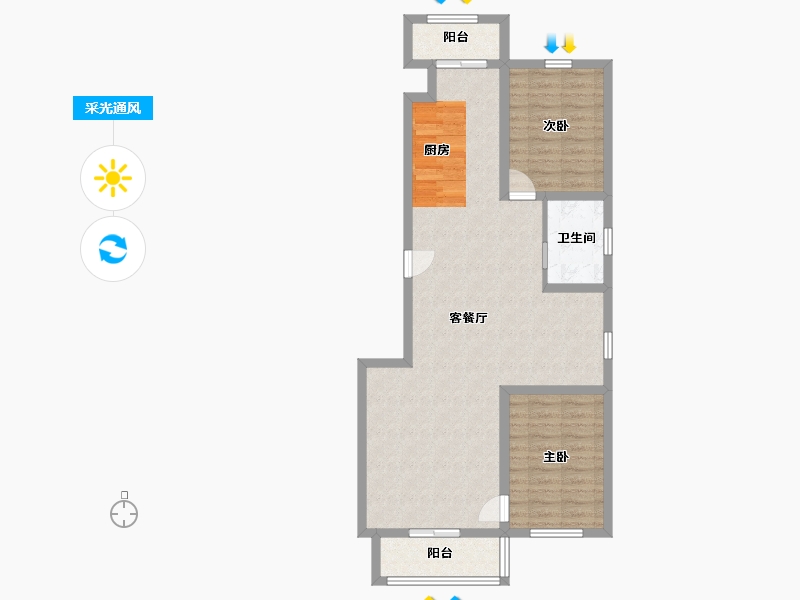 吉林省-延边朝鲜族自治州-金域蓝景-86.85-户型库-采光通风