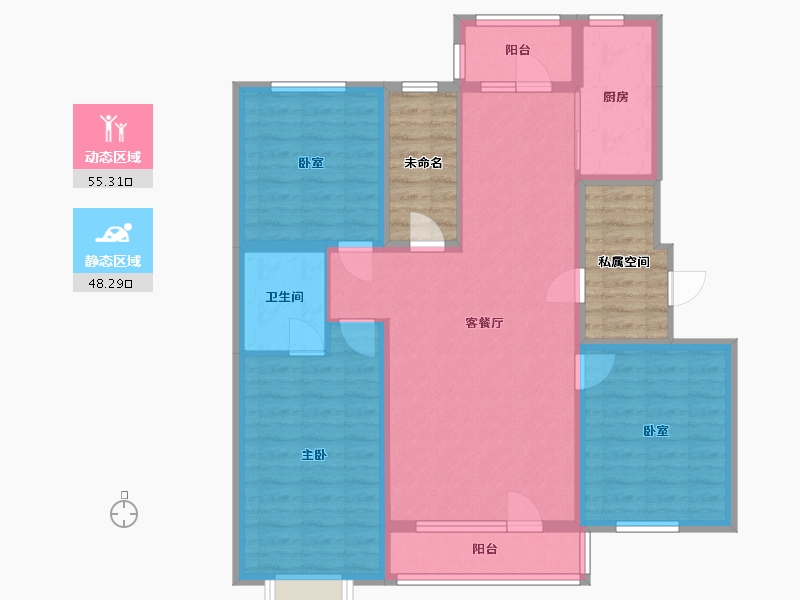 辽宁省-辽阳市-中天·河畔尊邸-103.90-户型库-动静分区