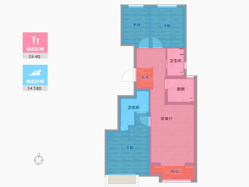 河北省-唐山市-南湖中央广场-64.32-户型库-动静分区