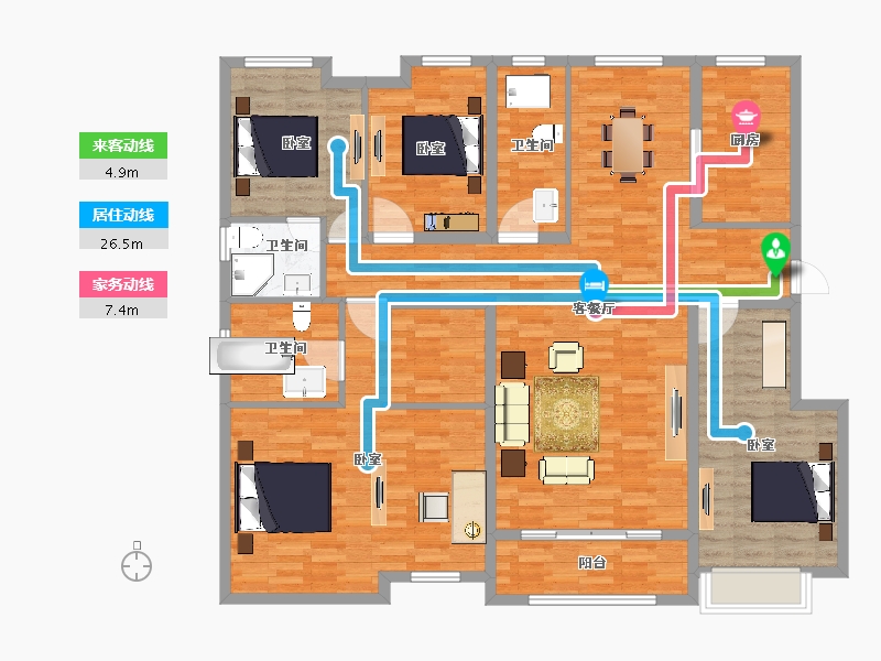 河北省-邯郸市-米兰·领寓-154.50-户型库-动静线