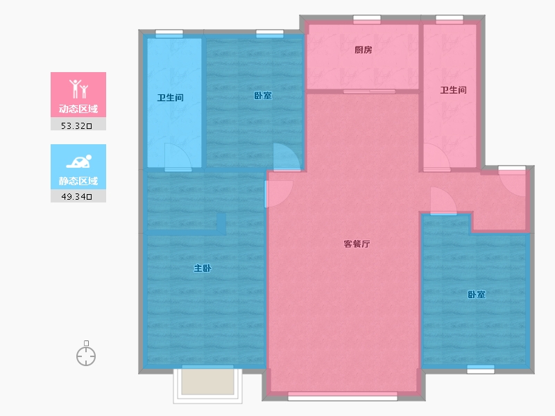 辽宁省-鞍山市-紫云沁园春-94.00-户型库-动静分区