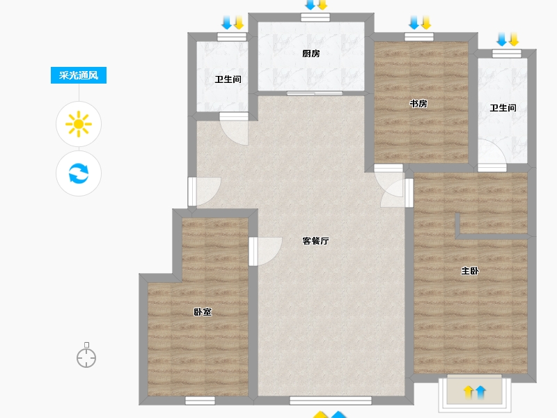 辽宁省-鞍山市-紫云沁园春-92.00-户型库-采光通风