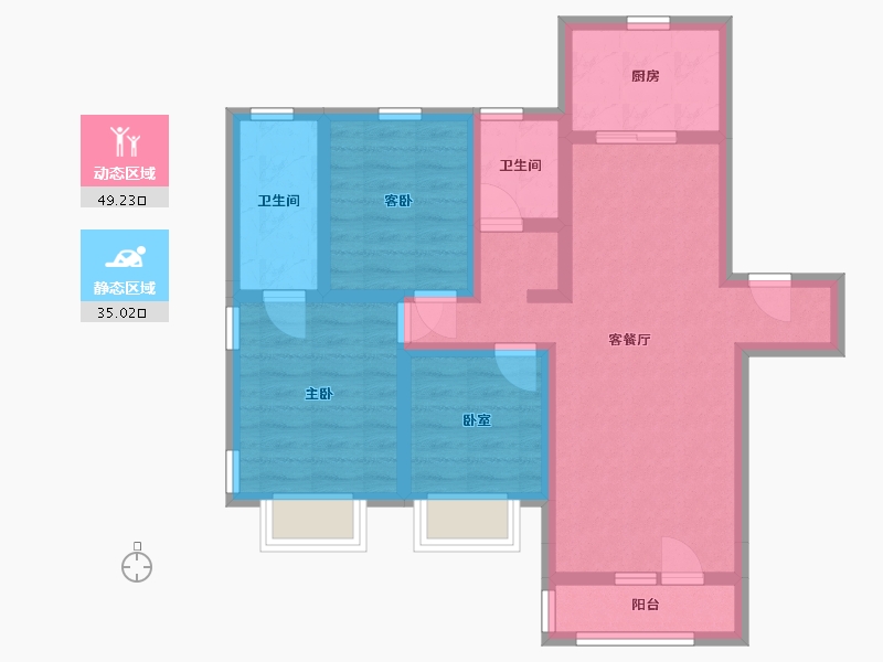 辽宁省-大连市-隆昌世家-73.05-户型库-动静分区