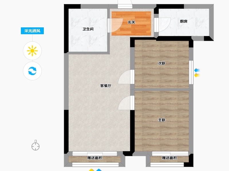 辽宁省-营口市-普罗旺斯-53.26-户型库-采光通风