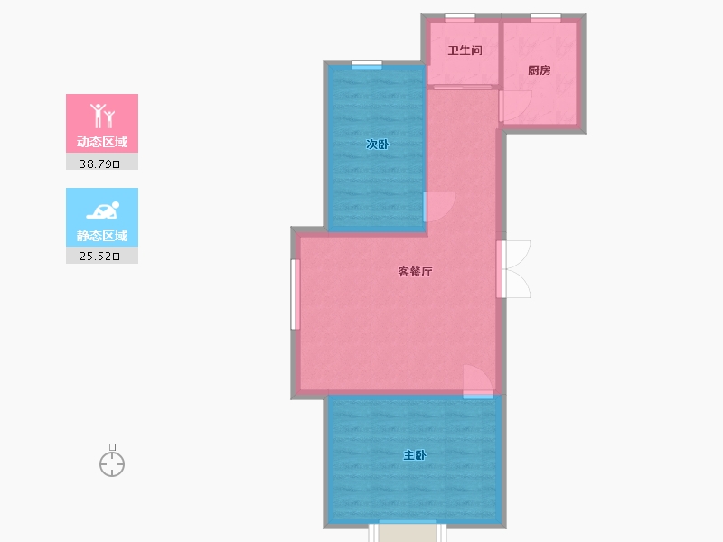 辽宁省-抚顺市-滨江景苑-57.82-户型库-动静分区