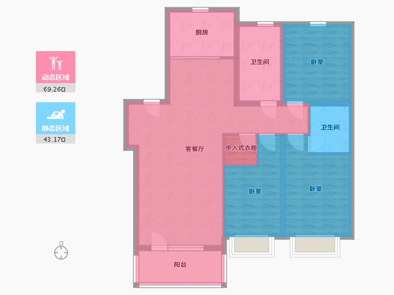 辽宁省-丹东市-全德·仕林华府-100.79-户型库-动静分区