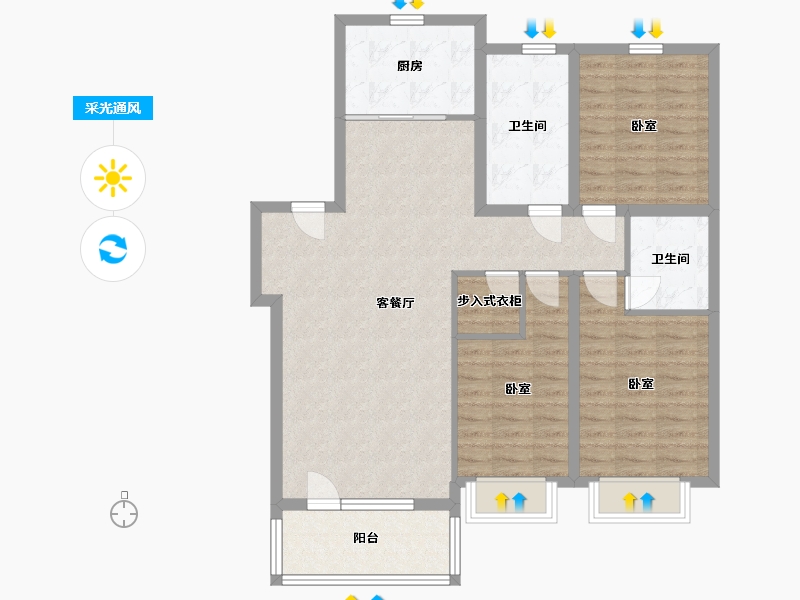 辽宁省-丹东市-全德·仕林华府-100.79-户型库-采光通风