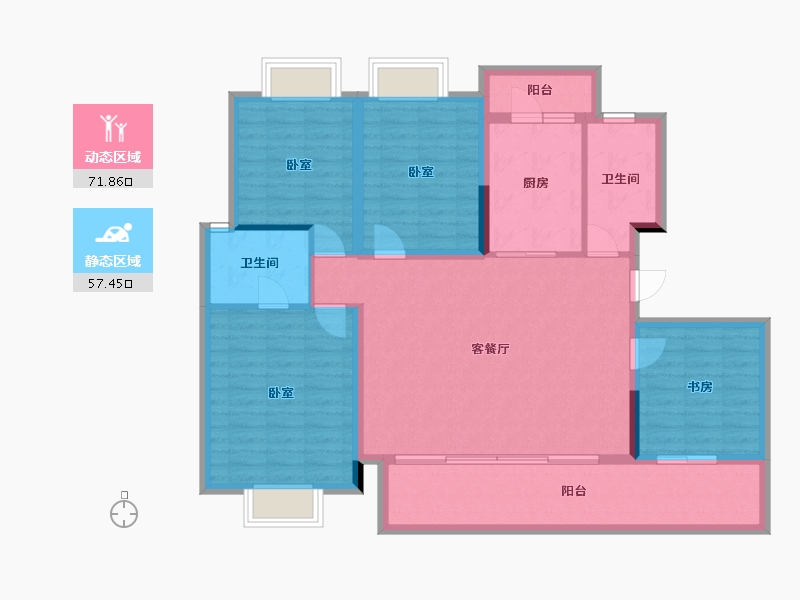 云南省-昆明市-绿地滇池国际健康城 山海里-116.92-户型库-动静分区