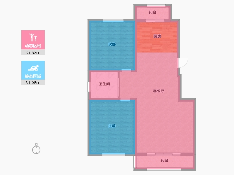 吉林省-延边朝鲜族自治州-万城公馆-83.87-户型库-动静分区