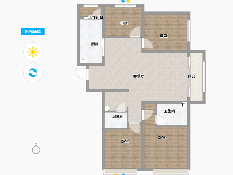 山西省-太原市-保利壹号公馆四期-113.00-户型库-采光通风