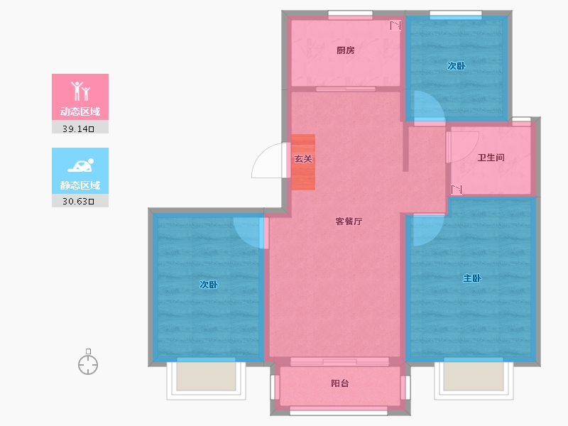 河北省-唐山市-恒旺君悦府-61.81-户型库-动静分区