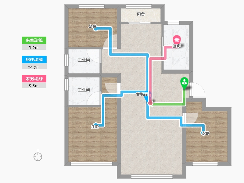 黑龙江省-佳木斯市-融创·冰雪影都-90.14-户型库-动静线